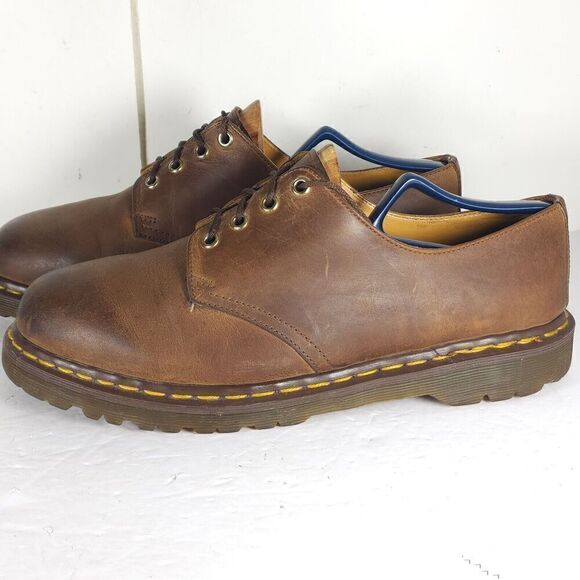 Dr Martens Men's 1561/59 VTG US12 Uk11 Brown Leather 4 Eyelet Oxford Shoes - Picture 2 of 16